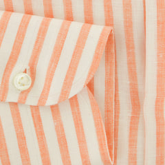 Luigi Borrelli Orange Striped Linen Dress Shirt - X Slim - (97) - Parent