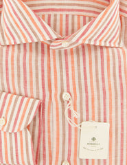 Luigi Borrelli Orange Striped Linen Shirt - Slim - (ZQ) - Parent
