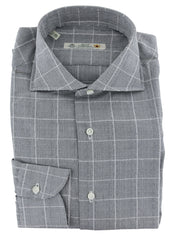 Luigi Borrelli Gray Plaid Cotton Dress Shirt - Extra Slim - 15.5/39 - (8D)