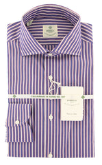 Luigi Borrelli Navy Blue Striped Cotton Shirt - Extra Slim - (MS) - Parent