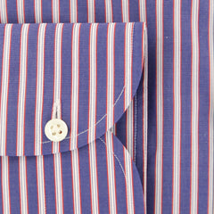 Luigi Borrelli Navy Blue Striped Cotton Shirt - Extra Slim - (MS) - Parent