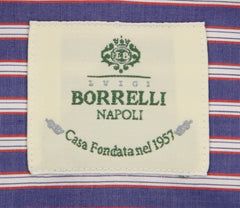 Luigi Borrelli Navy Blue Striped Cotton Shirt - Extra Slim - (MS) - Parent