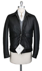 Luigi Borrelli Black Leather Solid Jacket - 40/50 - (OW3121G131090)