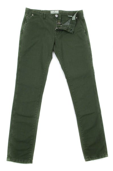 Luigi Borrelli Green Solid Pants - Super Slim - 33/49 - (PAR40510562)
