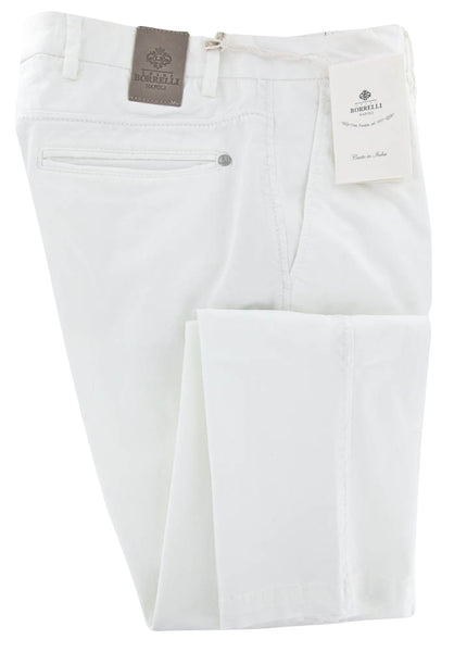 Luigi Borrelli White Solid Pants - Super Slim - 33/49 - (PET22210500)