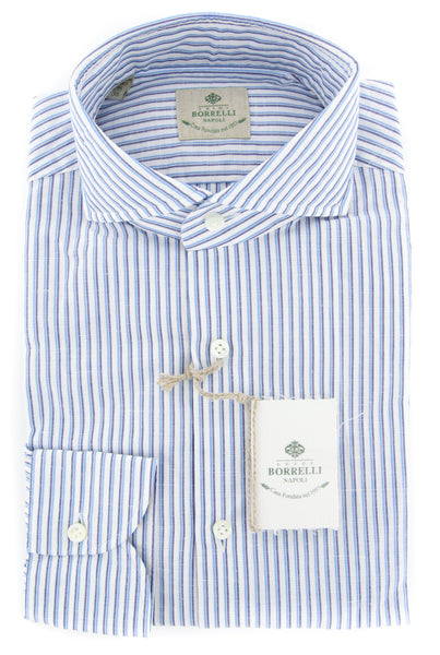 Luigi Borrelli Light Blue Striped Blend Shirt - Slim - (LB45231) - Parent