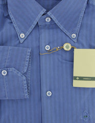 Luigi Borrelli Blue Striped Chambray Shirt - Extra Slim - (464) - Parent