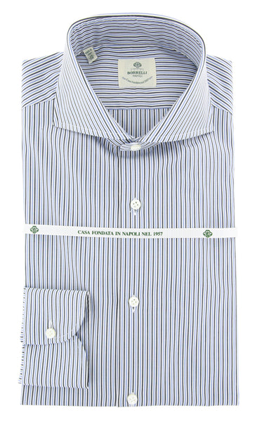 Luigi Borrelli Blue Striped Cotton Shirt - Extra Slim - (CO) - Parent