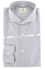 Luigi Borrelli Black Striped Cotton Shirt - Extra Slim - 16.5/42 - (CP)