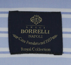 Luigi Borrelli Light Blue Striped Dress Shirt - Extra Slim - (9Y) - Parent