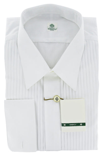 Luigi Borrelli White Tuxedo Shirt - Pleated Bib - Full - (LBTUXX3) - Parent