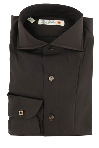 Luigi Borrelli Dark Brown Solid Cotton Shirt - Slim - (307) - Parent