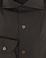 Luigi Borrelli Dark Brown Solid Cotton Shirt - Slim - (307) - Parent