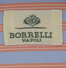 $450 Luigi Borrelli Blue Striped Cotton Shirt - Slim - (DR1654NICOLA) - Parent