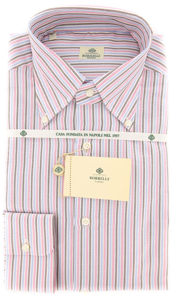Luigi Borrelli Pink Striped Cotton Shirt - Slim - (TF) - Parent