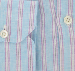 Luigi Borrelli Light Blue Striped Shirt - X Slim - (EV122NANSTPT2) - Parent