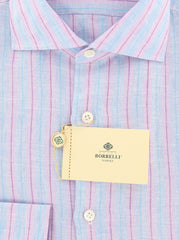 Luigi Borrelli Light Blue Striped Shirt - Extra Slim - (EV124NANST) - Parent