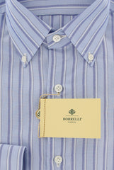 Luigi Borrelli Light Blue Striped Shirt - Extra Slim- (EV161RPHP2) - Parent