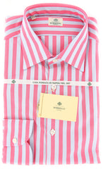 Luigi Borrelli Pink Striped Cotton Shirt - Extra Slim - 15.75/40 - (TB)