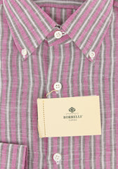 Luigi Borrelli Pink Striped Linen Shirt - Extra Slim - (TO) - Parent