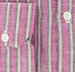 Luigi Borrelli Pink Striped Linen Shirt - Extra Slim - (TO) - Parent