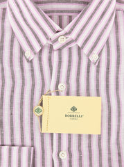 Luigi Borrelli Pink Striped Shirt - Extra Slim - 17/43 - (EV175RALPH)