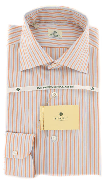 Luigi Borrelli Orange Striped Cotton Shirt - Extra Slim - (LB1763) - Parent