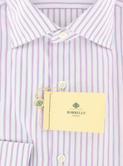 Luigi Borrelli Pink Striped Shirt - Extra Slim - 15.75/40 - (EV1813RIO)