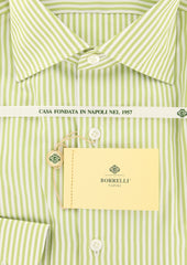 Luigi Borrelli Green Striped Shirt - Extra Slim - (EV2056GIAST) - Parent
