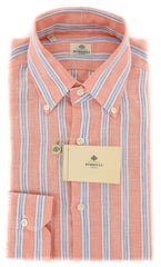 Luigi Borrelli Orange Striped Shirt - Extra Slim - 15/38 - (AD)