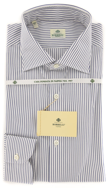 Luigi Borrelli Navy Blue Striped Shirt - Extra Slim - (559971GIA) - Parent