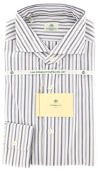Luigi Borrelli Gray Striped Cotton Shirt - Extra Slim - 15.5/39 - (TL)
