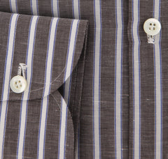 Borrelli Brown Striped Shirt - Extra Slim - 15.5/39 - (EVTS4296GIANNI)
