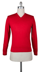 Luciano Barbera Red Sweater - V-Neck - XX Large/56 - (1096965307745)