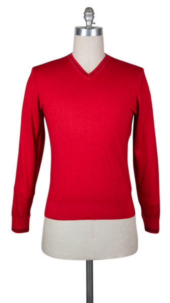 Luciano Barbera Red Sweater - V-Neck - (1096965307745) - Parent