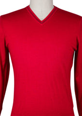 Luciano Barbera Red Sweater - V-Neck - (1096965307745) - Parent