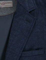 Luciano Barbera Navy Blue Wool Plaid Jacket - (1113363539586) - Parent