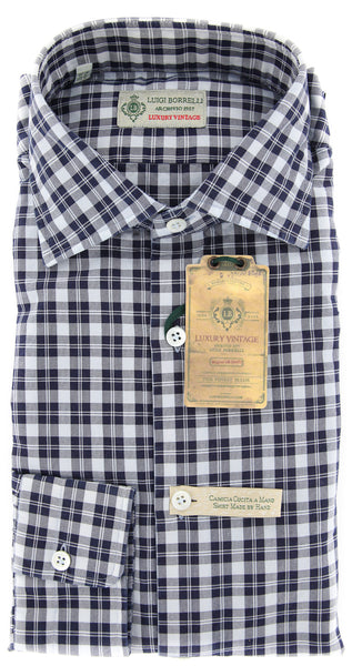 Luigi Borrelli Navy Blue Plaid Shirt - Extra Slim - M/M - (EV20970RIO)
