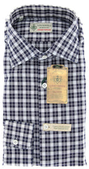 Luigi Borrelli Navy Blue Plaid Shirt - Extra Slim - M/M - (EV20970RIO)