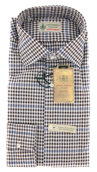 Luigi Borrelli Brown Check Shirt - Extra Slim - M/M - (EV21561RIO)