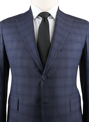 Orazio Luciano Navy Blue Plaid Wool Suit - Single Breasted - 46/56