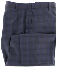 Orazio Luciano Navy Blue Plaid Wool Suit - Single Breasted - 46/56