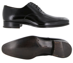 $925 Max Verre Black Leather Oxford Shoes - (MV328265) - Parent