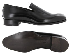 $925 Max Verre Black Leather Venetian Loafers - (MV321263) - Parent