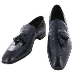 $925 Max Verre Blue Leather Tassel Loafers - (MV321262) - Parent