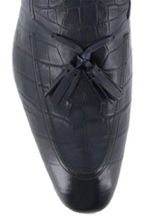 $925 Max Verre Blue Leather Tassel Loafers - (MV321262) - Parent