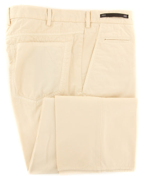 PT Pantaloni Torino Cream Solid Pants - Slim - (COVTJ7VE2325) - Parent