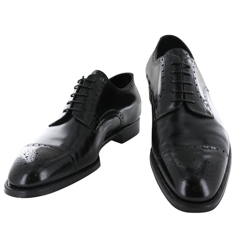 Silvano Lattanzi Black Cap Toe Derby Shoes
