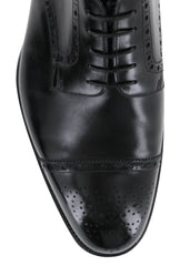 Silvano Lattanzi Black Leather Cap Toe Derby Shoes - (591) - Parent
