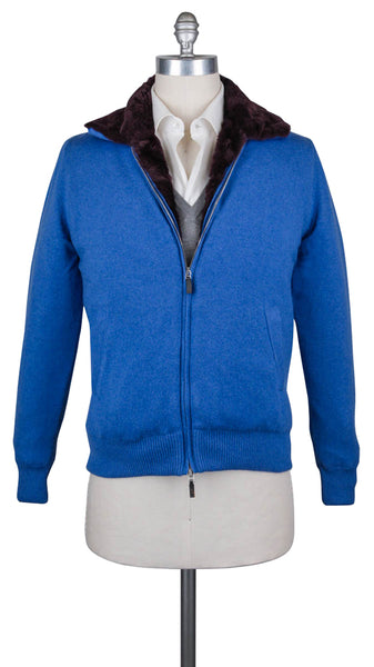 Svevo Parma Blue Solid Cashmere Fur Jacket - (475) - Parent